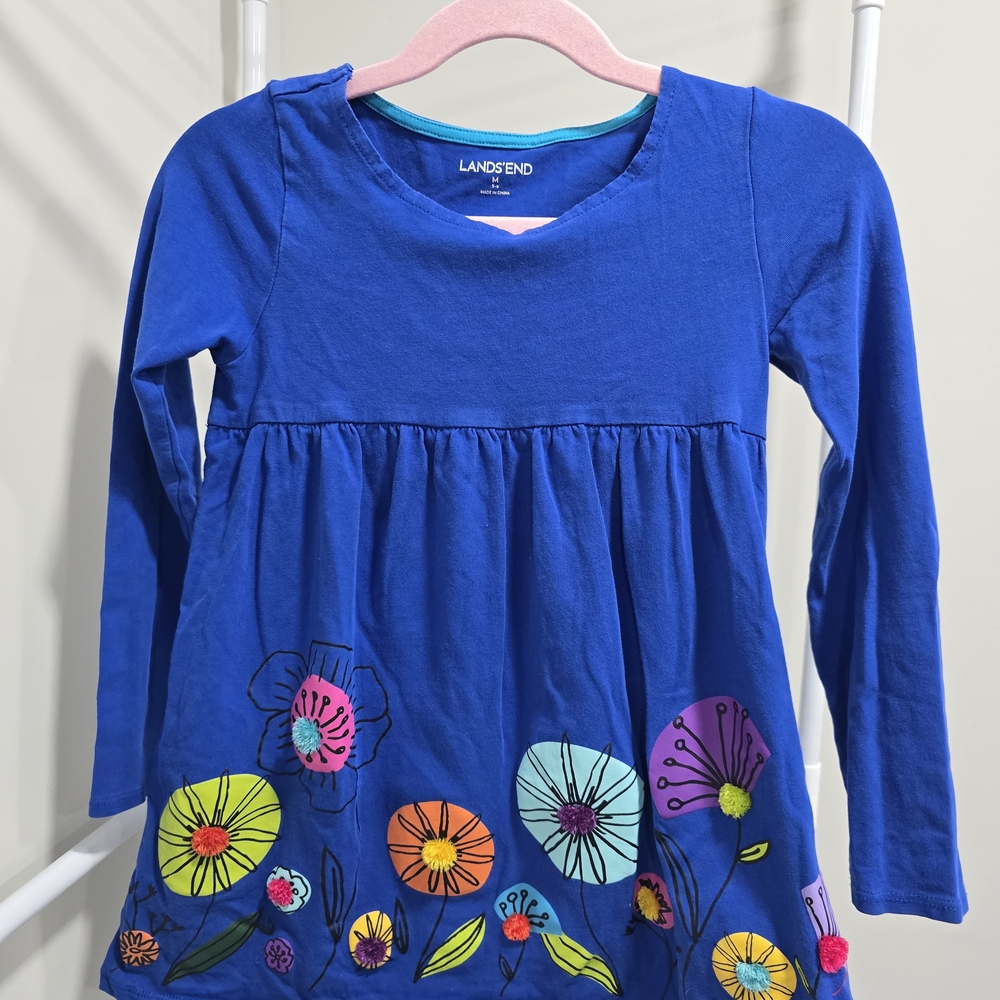 Lands' End Kids Blue Floral Long Sleeve Top